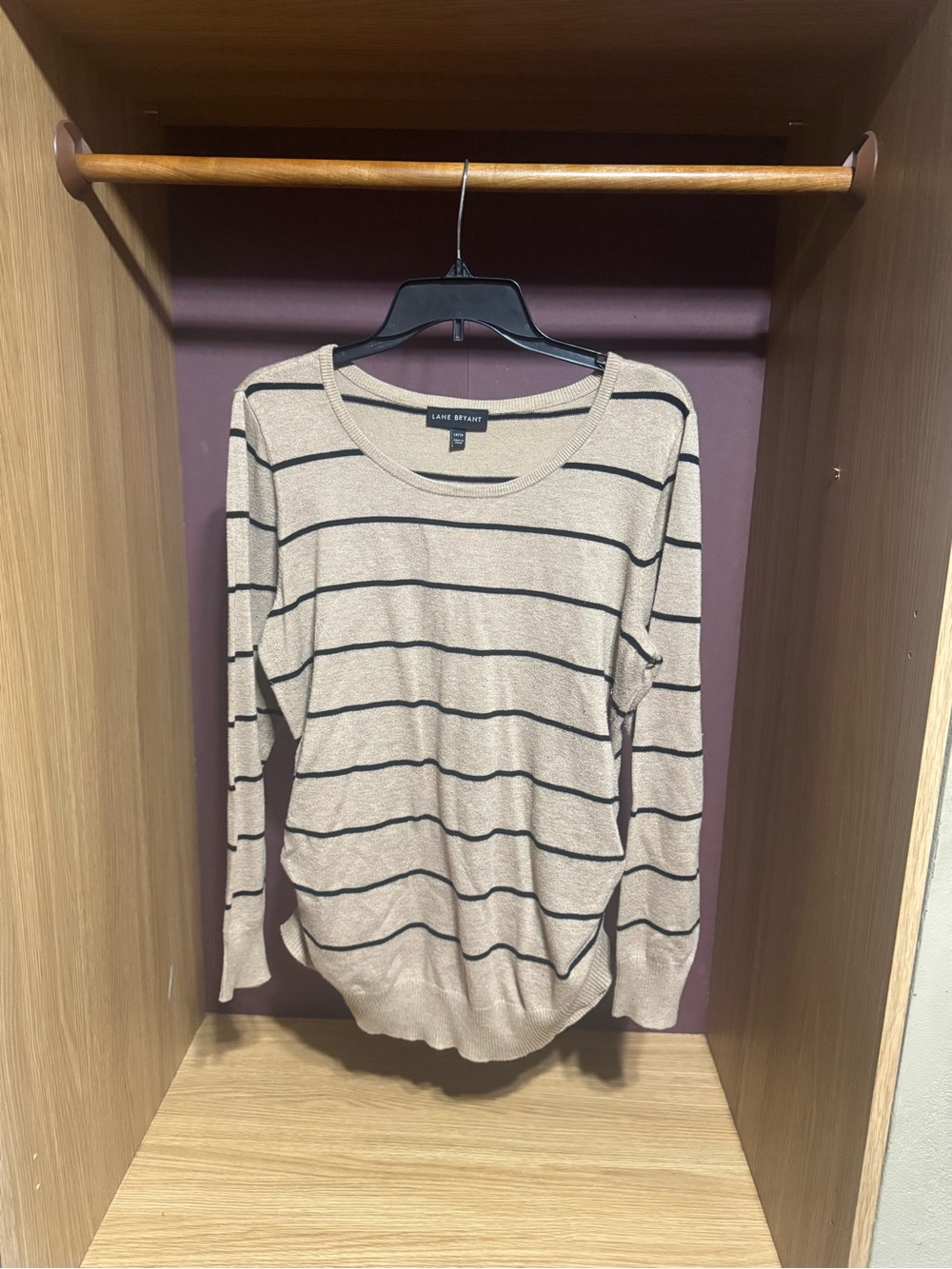 Lane Bryant Tan Black Striped Lightweight Sweater Size 14/16